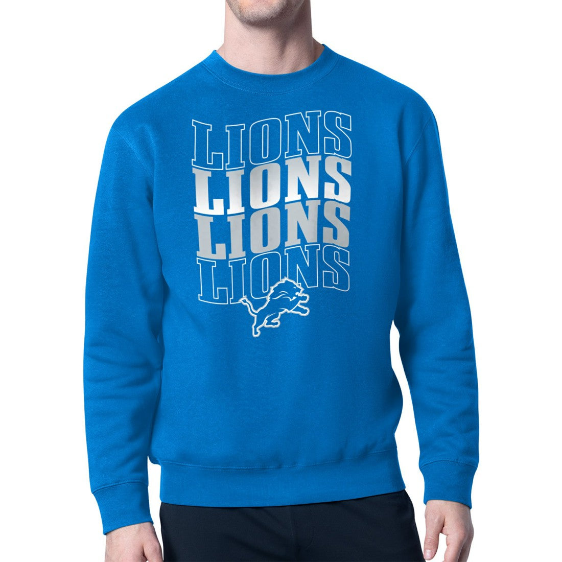 Starter Four Team Name Logo Pullover Hoodie - Detroit Lions Hoodies