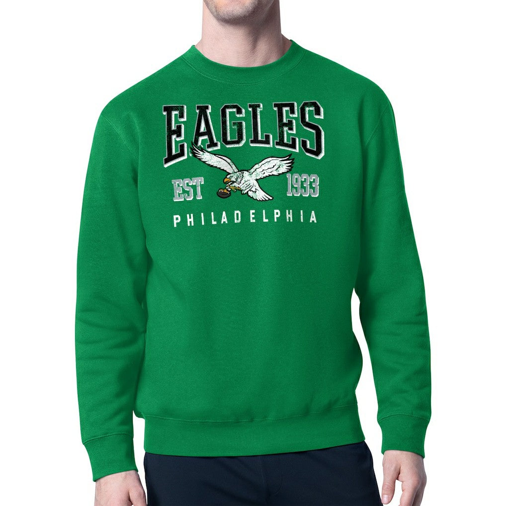 Starter Team Retro Logo Fleece Tri-Blend Pullover Sweatshirt - Philadelphia Eagles Pullover