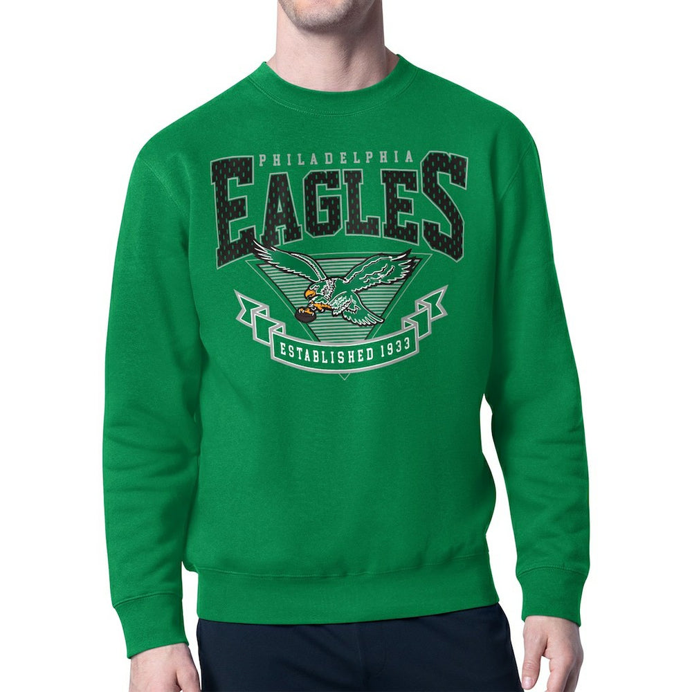 Starter Team Retro Logo Fleece Tri-Blend Pullover Hoodie - Philadelphia Eagles Hoodies