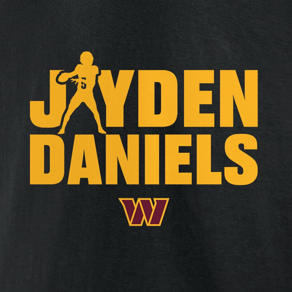 Jayden Daniels  Play Motion T-Shirt - Washington Commanders T-shirts