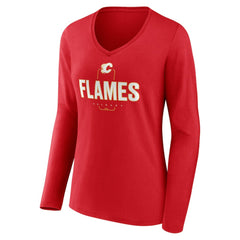NHL Calgary Flames Women's Personalized Name & Number Midfielder Long Sleeve V-Neck T-Shirt