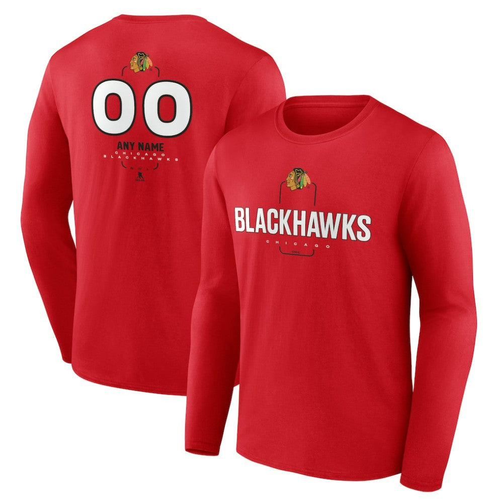 NHL Chicago Blackhawks Personalized Name & Number Midfielder Long Sleeve T-Shirt