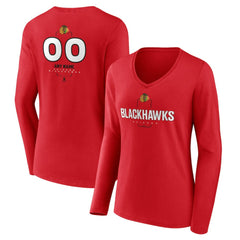 NHL Chicago Blackhawks Women's Personalized Name & Number Midfielder Long Sleeve V-Neck T-Shirt