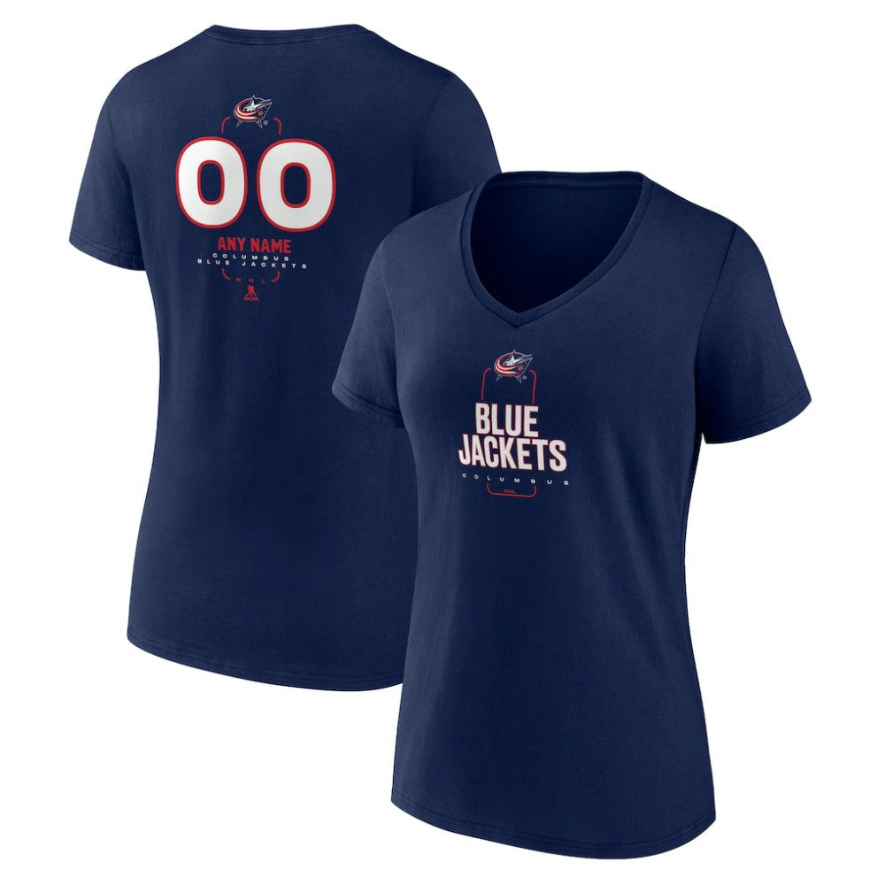 NHL Columbus Blue Jackets Women's Personalized Name & Number Midfielder V-Neck T-Shirt