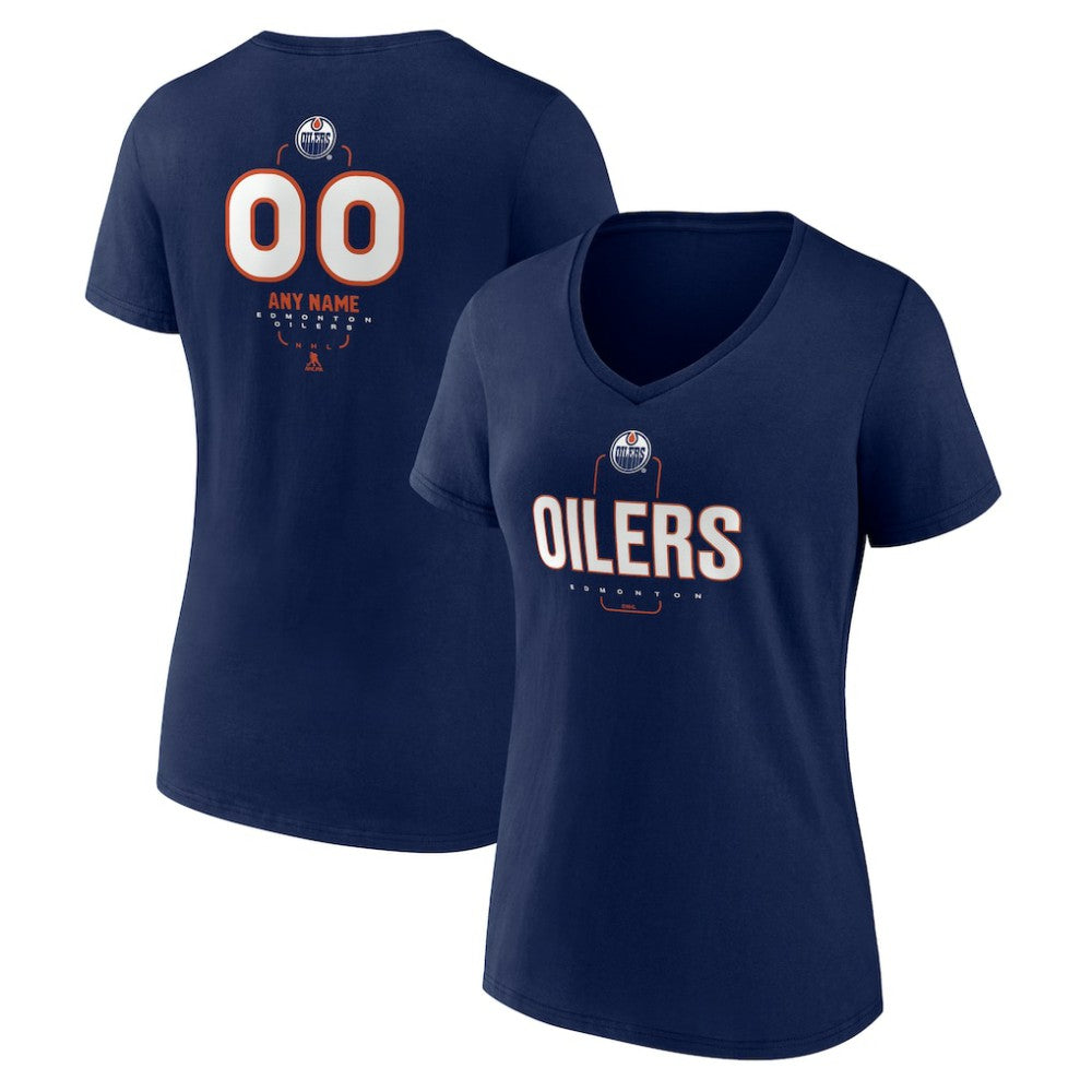 NHL Edmonton Oilers Women's Personalized Name & Number Midfielder V-Neck T-Shirt