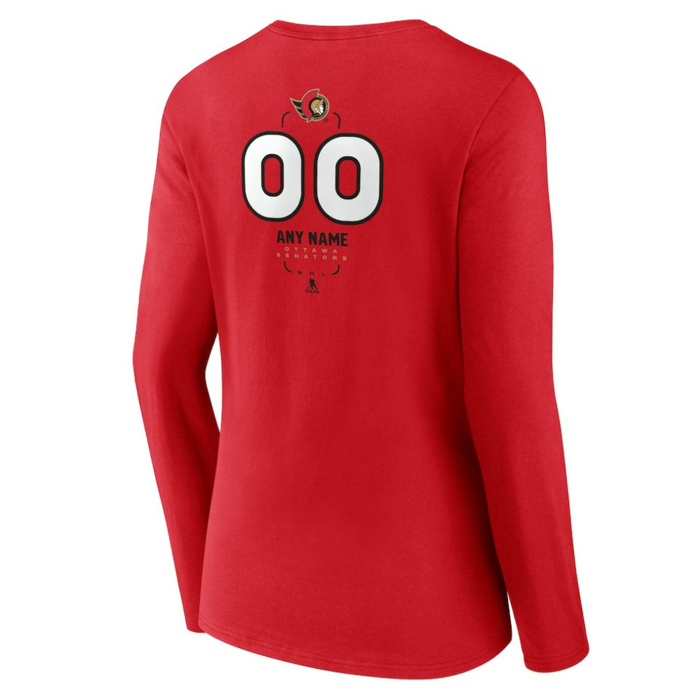 NHL Ottawa Senators Women's Personalized Name & Number Midfielder Long Sleeve V-Neck T-Shirt