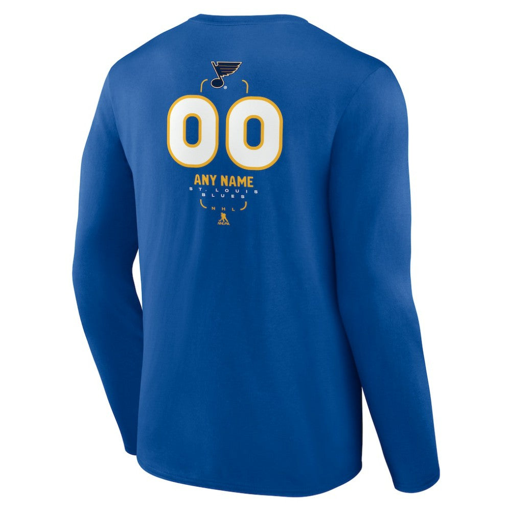 NHL St. Louis Blues Personalized Name & Number Midfielder Long Sleeve T-Shirt