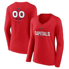 NHL Washington Capitals Women's Personalized Name & Number Midfielder Long Sleeve V-Neck T-Shirt