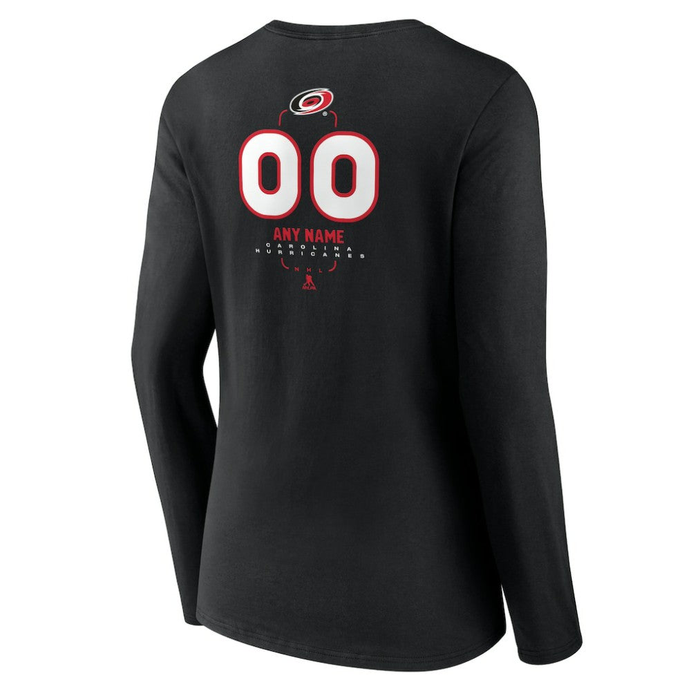 NHL Carolina Hurricanes Women's Personalized Name & Number Midfielder Long Sleeve V-Neck T-Shirt
