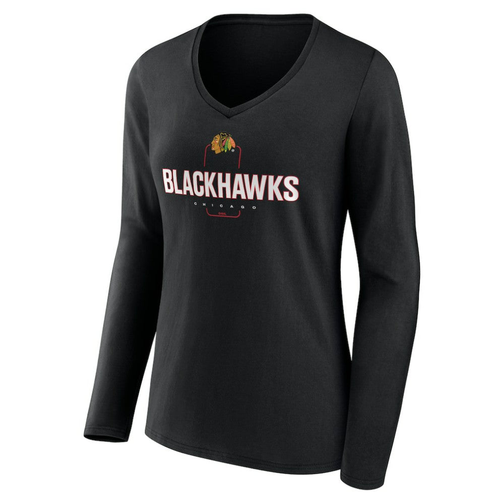 NHL Chicago Blackhawks Women's Personalized Name & Number Midfielder Long Sleeve V-Neck T-Shirt