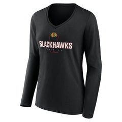 NHL Chicago Blackhawks Women's Personalized Name & Number Midfielder Long Sleeve V-Neck T-Shirt