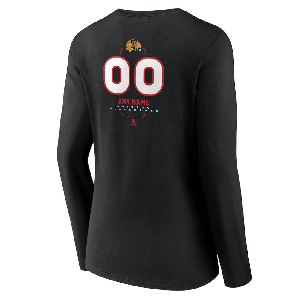 NHL Chicago Blackhawks Women's Personalized Name & Number Midfielder Long Sleeve V-Neck T-Shirt