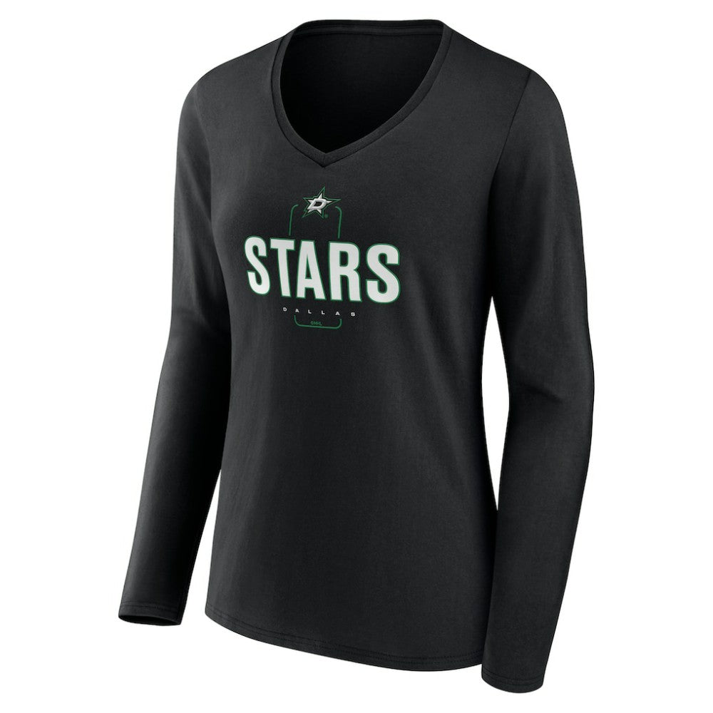NHL Dallas Stars Women's Personalized Name & Number Midfielder Long Sleeve V-Neck T-Shirt