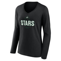 NHL Dallas Stars Women's Personalized Name & Number Midfielder Long Sleeve V-Neck T-Shirt