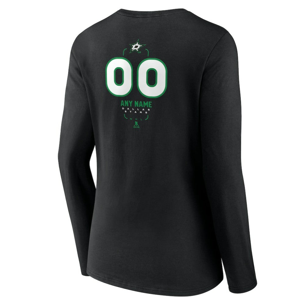 NHL Dallas Stars Women's Personalized Name & Number Midfielder Long Sleeve V-Neck T-Shirt