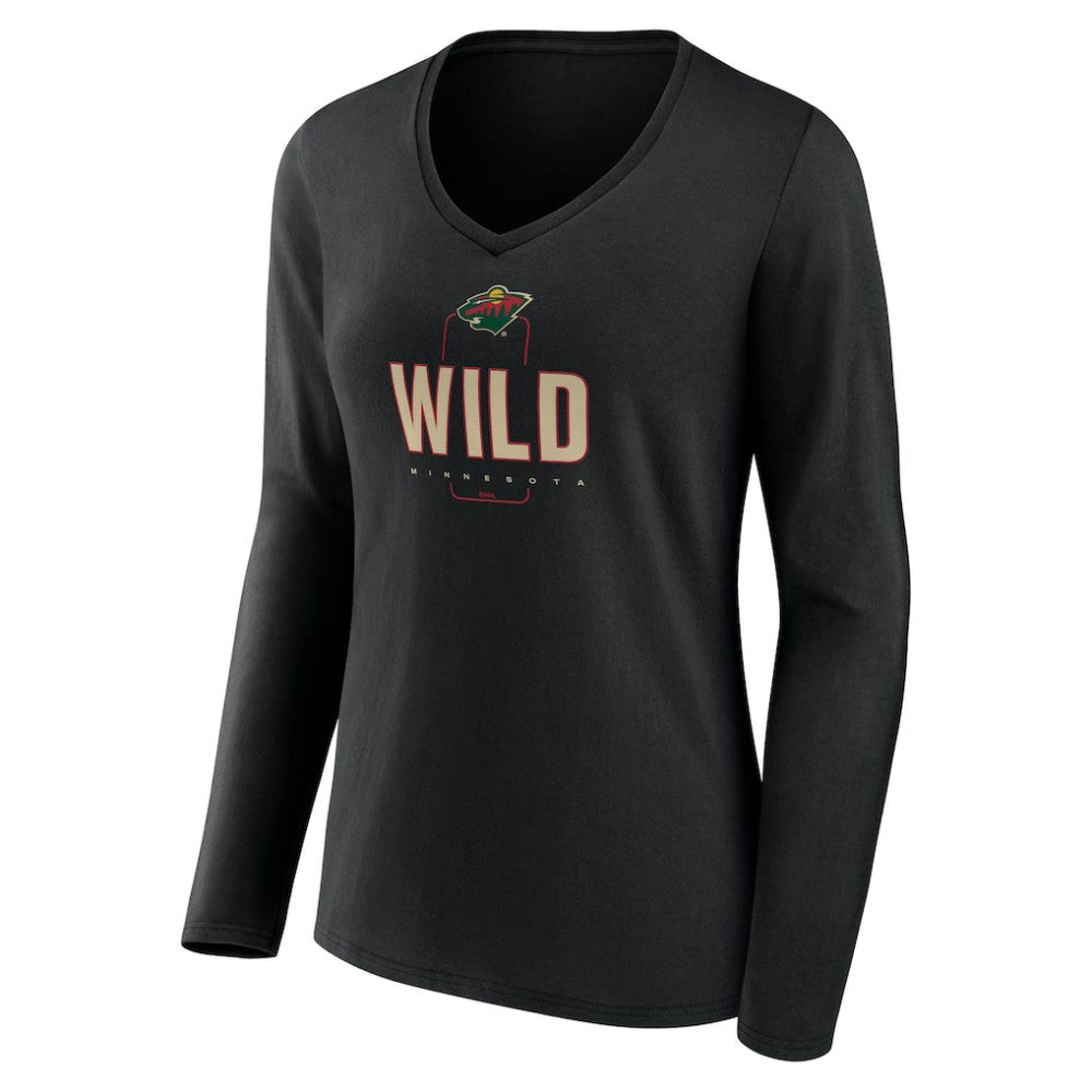 NHL Minnesota Wild Women's Personalized Name & Number Midfielder Long Sleeve V-Neck T-Shirt