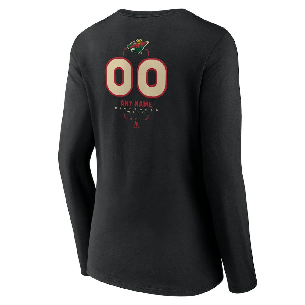 NHL Minnesota Wild Women's Personalized Name & Number Midfielder Long Sleeve V-Neck T-Shirt