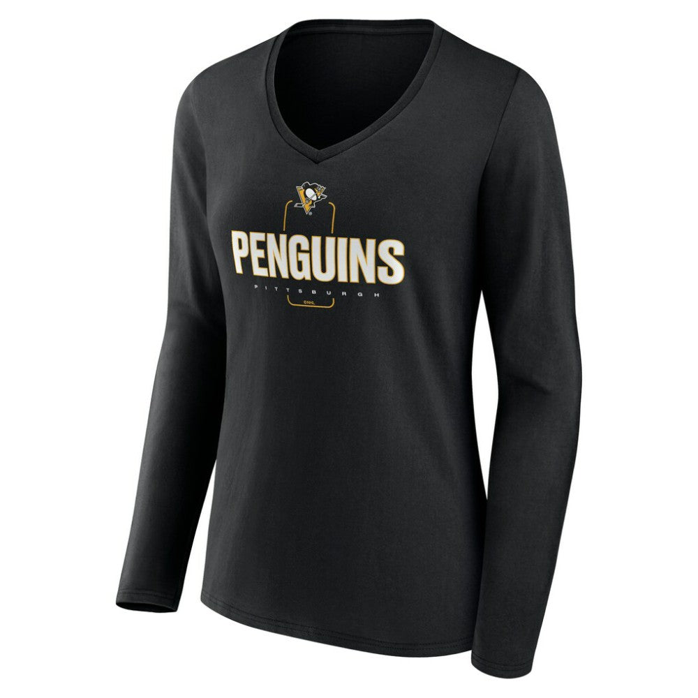 NHL Pittsburgh Penguins Women's Personalized Name & Number Midfielder Long Sleeve V-Neck T-Shirt