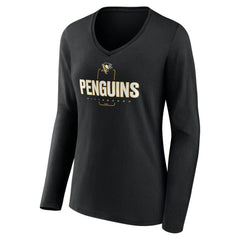 NHL Pittsburgh Penguins Women's Personalized Name & Number Midfielder Long Sleeve V-Neck T-Shirt