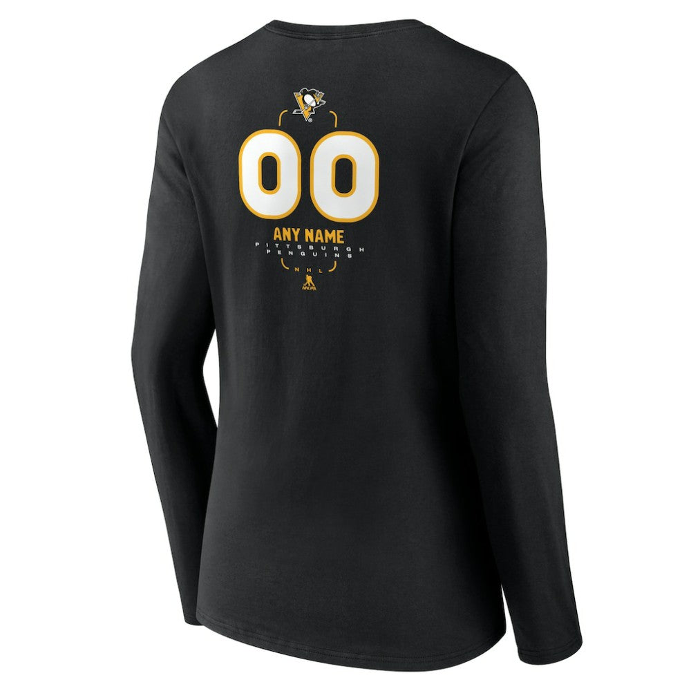 NHL Pittsburgh Penguins Women's Personalized Name & Number Midfielder Long Sleeve V-Neck T-Shirt