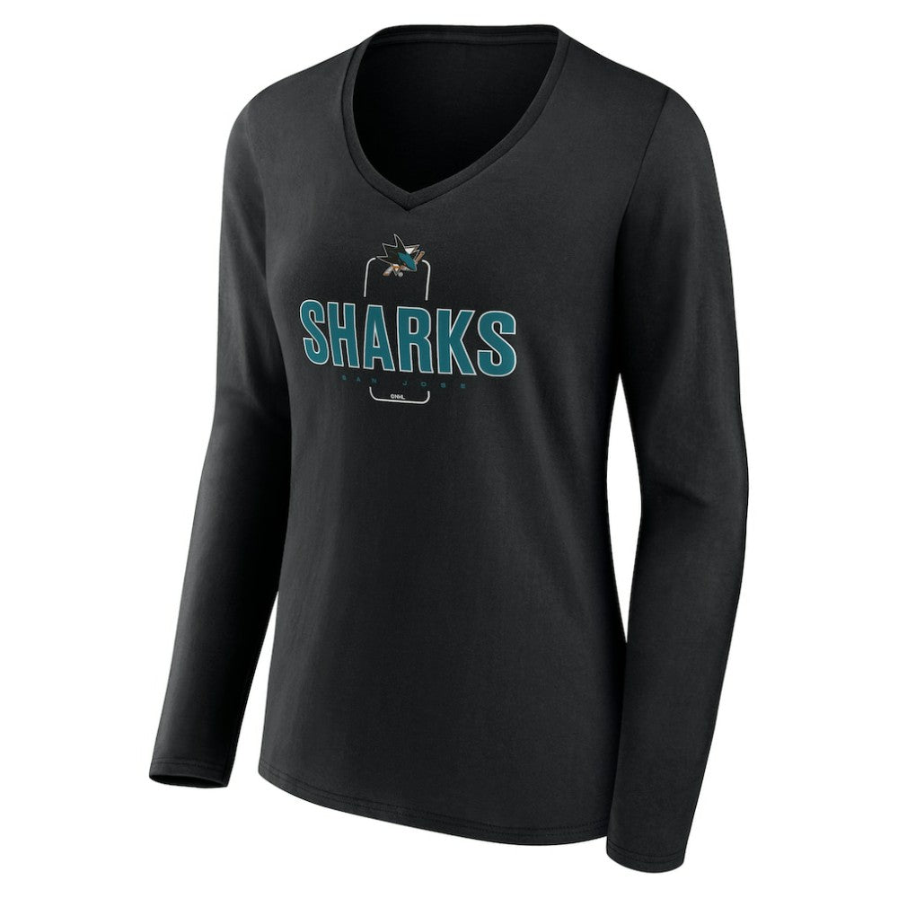 NHL San Jose Sharks Women's Personalized Name & Number Midfielder Long Sleeve V-Neck T-Shirt