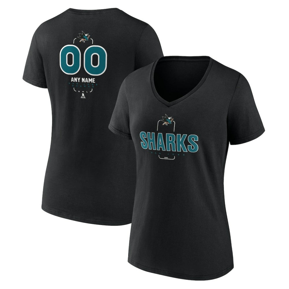 NHL San Jose Sharks Women's Personalized Name & Number Midfielder V-Neck T-Shirt