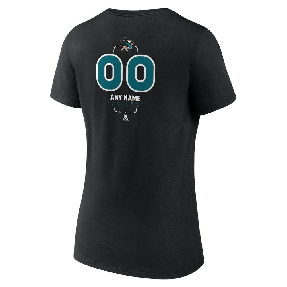 NHL San Jose Sharks Women's Personalized Name & Number Midfielder V-Neck T-Shirt