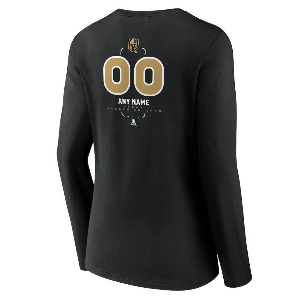 NHL Vegas Golden Knights Women's Personalized Name & Number Midfielder Long Sleeve V-Neck T-Shirt