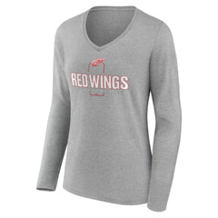 NHL Detroit Red Wings Women's Personalized Name & Number Midfielder Long Sleeve V-Neck T-Shirt