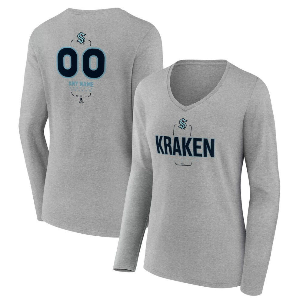 NHL Seattle Kraken Women's Personalized Name & Number Midfielder Long Sleeve V-Neck T-Shirt