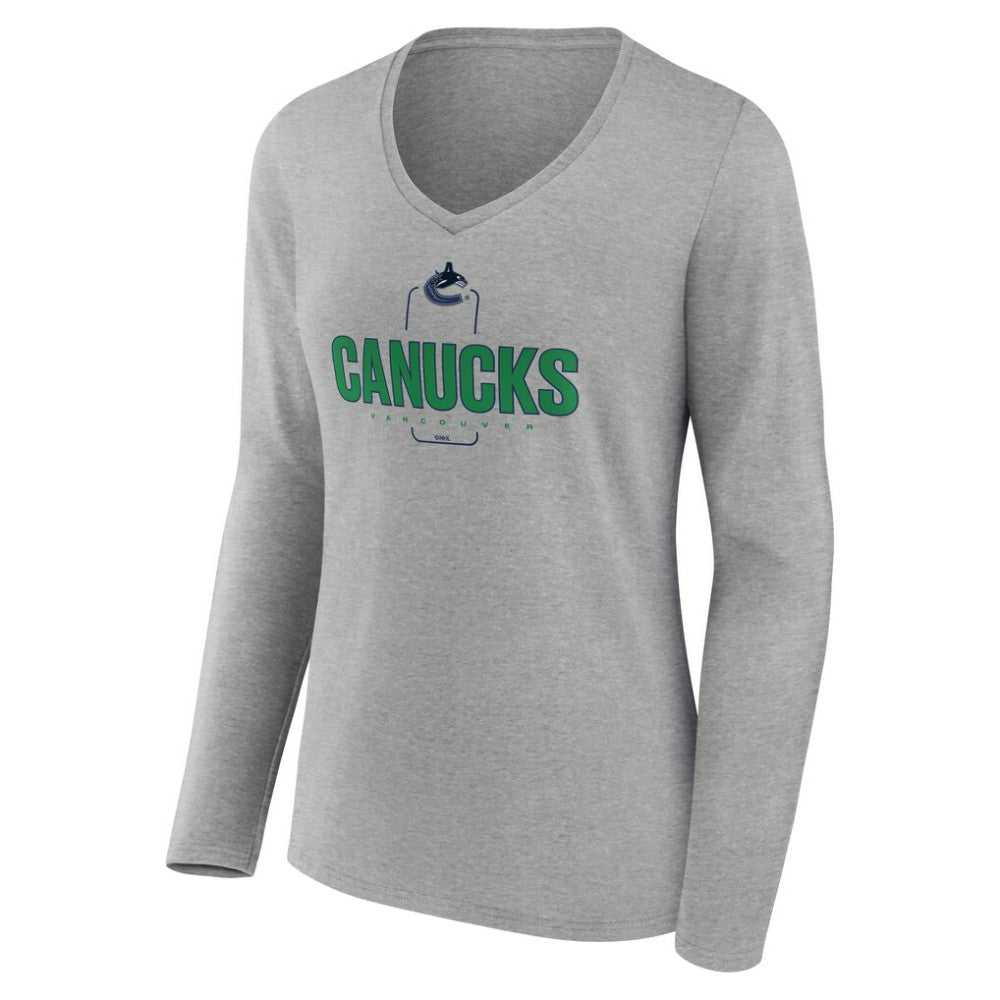 NHL Vancouver Canucks Women's Personalized Name & Number Midfielder Long Sleeve V-Neck T-Shirt