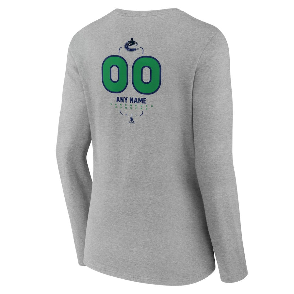 NHL Vancouver Canucks Women's Personalized Name & Number Midfielder Long Sleeve V-Neck T-Shirt