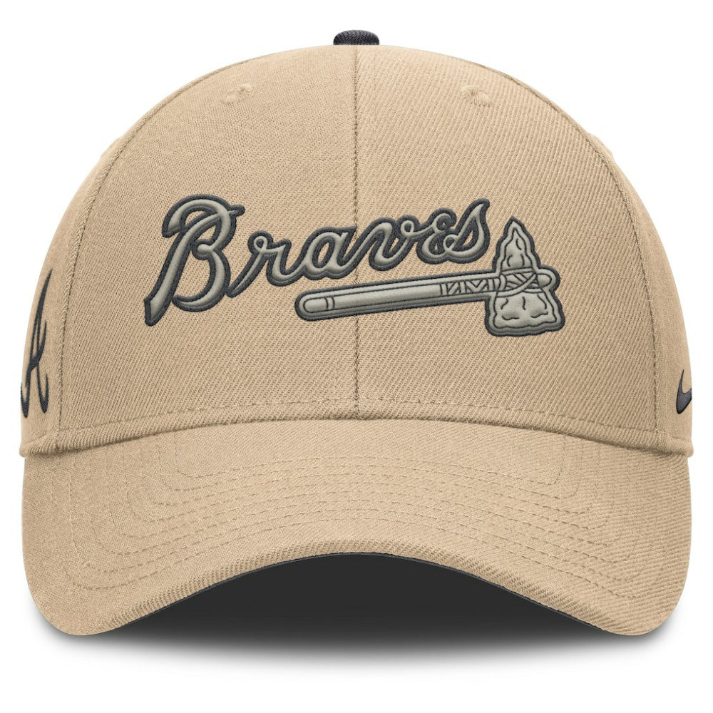 Khaki Atlanta Braves Nike Rise Adjustable Hat