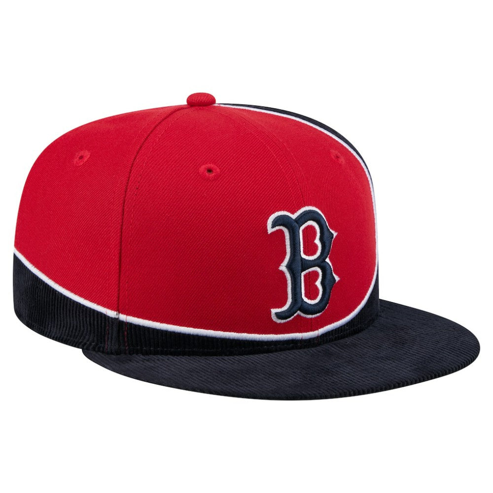 Navy/Red Boston Red Sox New Era Retro Split Corduroy Snapback Hat