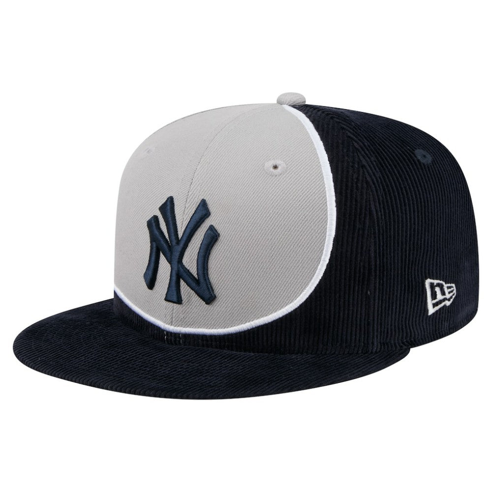 Navy/Gray New York Yankees New Era Retro Split Corduroy Snapback Hat