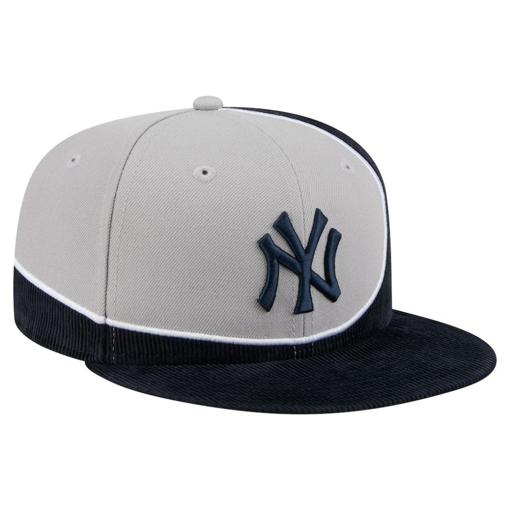 Navy/Gray New York Yankees New Era Retro Split Corduroy Snapback Hat