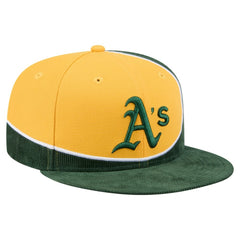 Green/Gold Athletics New Era Retro Split Corduroy Snapback Hat