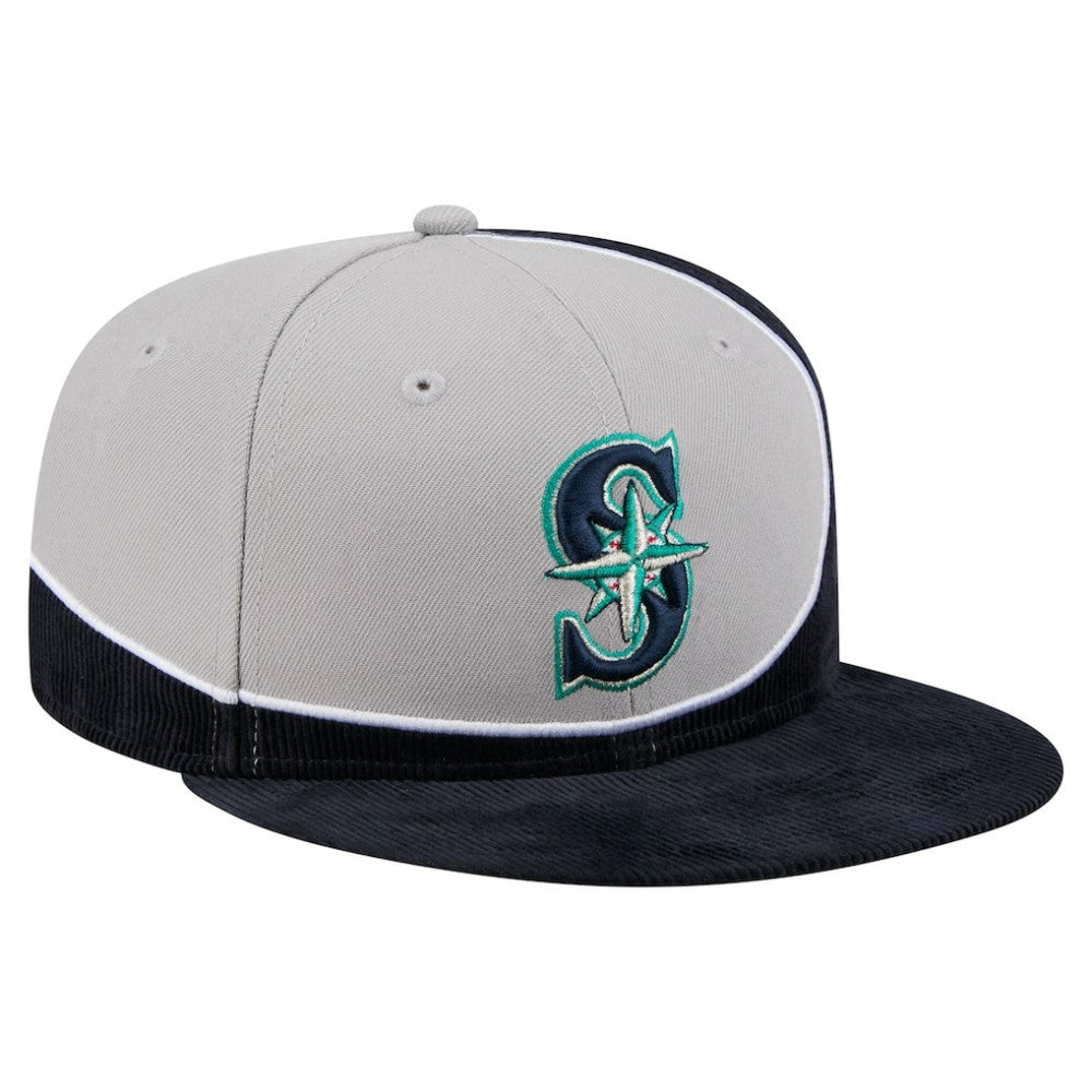 Navy/Gray Seattle Mariners New Era Retro Split Corduroy Snapback Hat