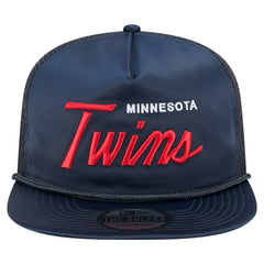 Navy Minnesota Twins New Era Retro Satin Script Golfer Adjustable Hat
