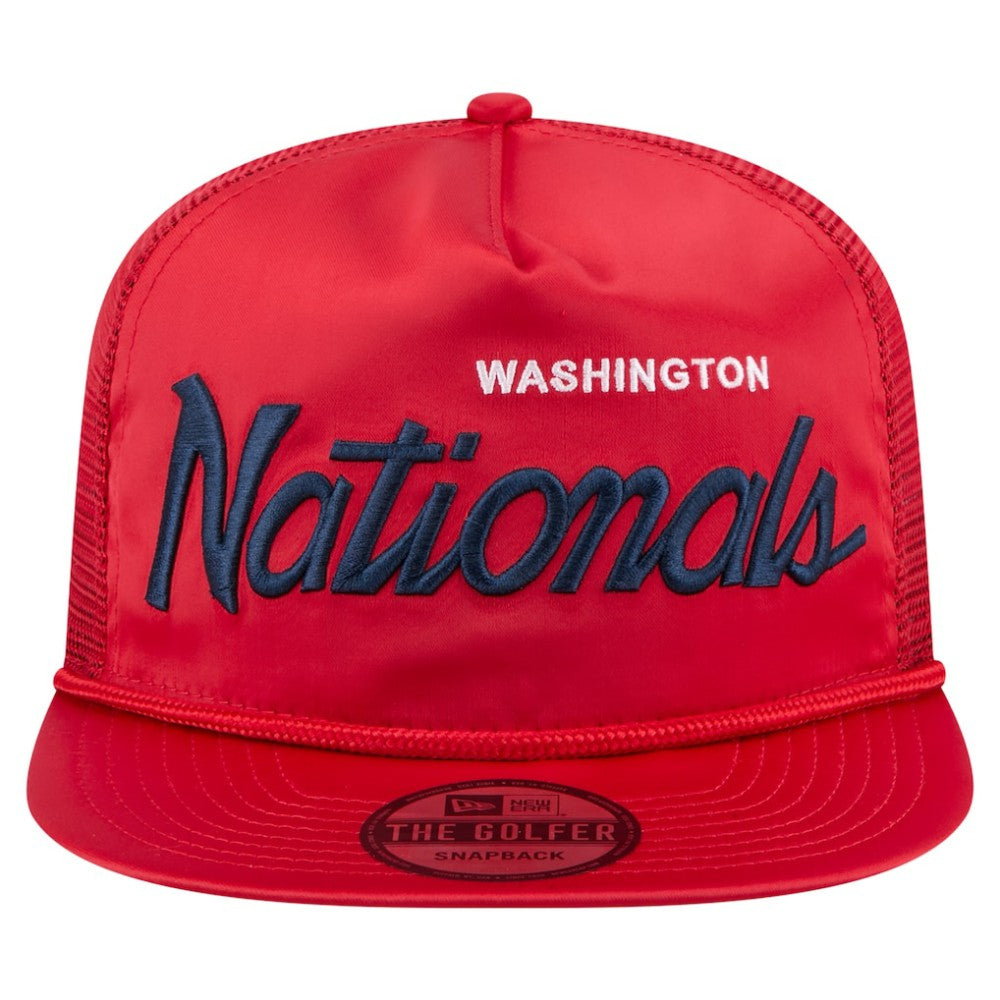 Red Washington Nationals New Era Retro Satin Script Golfer Adjustable Hat
