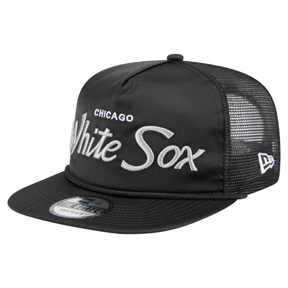 Black Chicago White Sox New Era Retro Satin Script Golfer Adjustable Hat