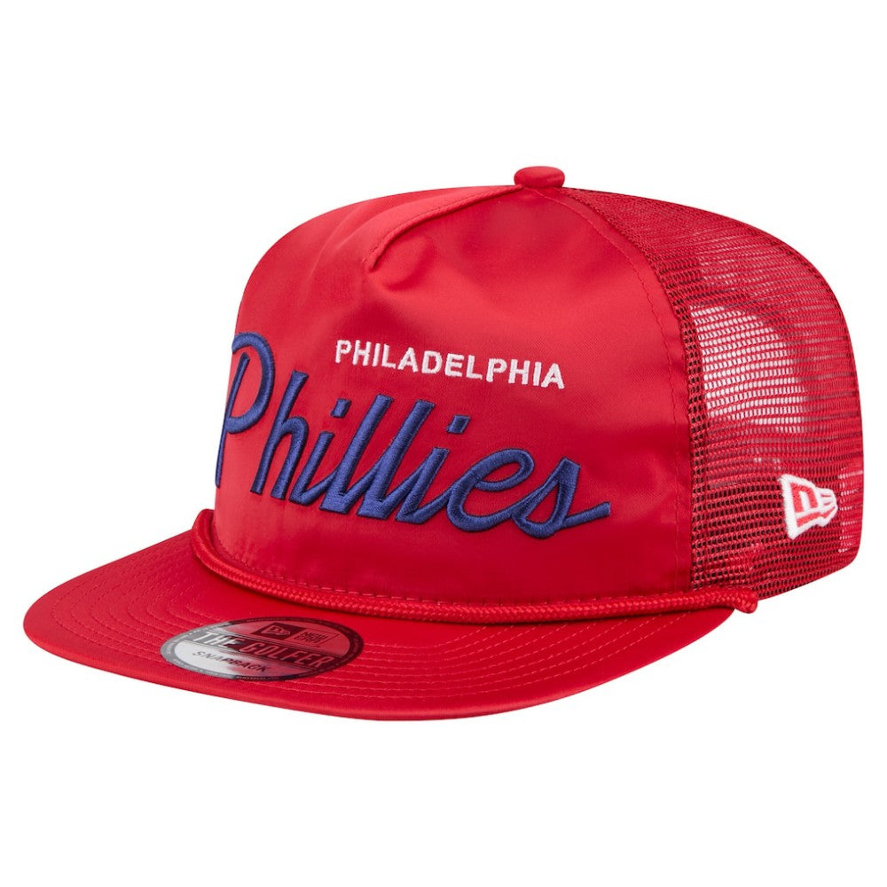 Red Philadelphia Phillies New Era Retro Satin Script Golfer Adjustable Hat