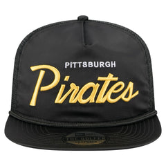 Black Pittsburgh Pirates New Era Retro Satin Script Golfer Adjustable Hat