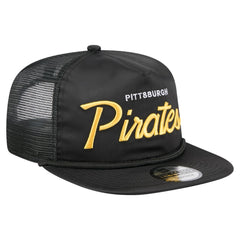 Black Pittsburgh Pirates New Era Retro Satin Script Golfer Adjustable Hat