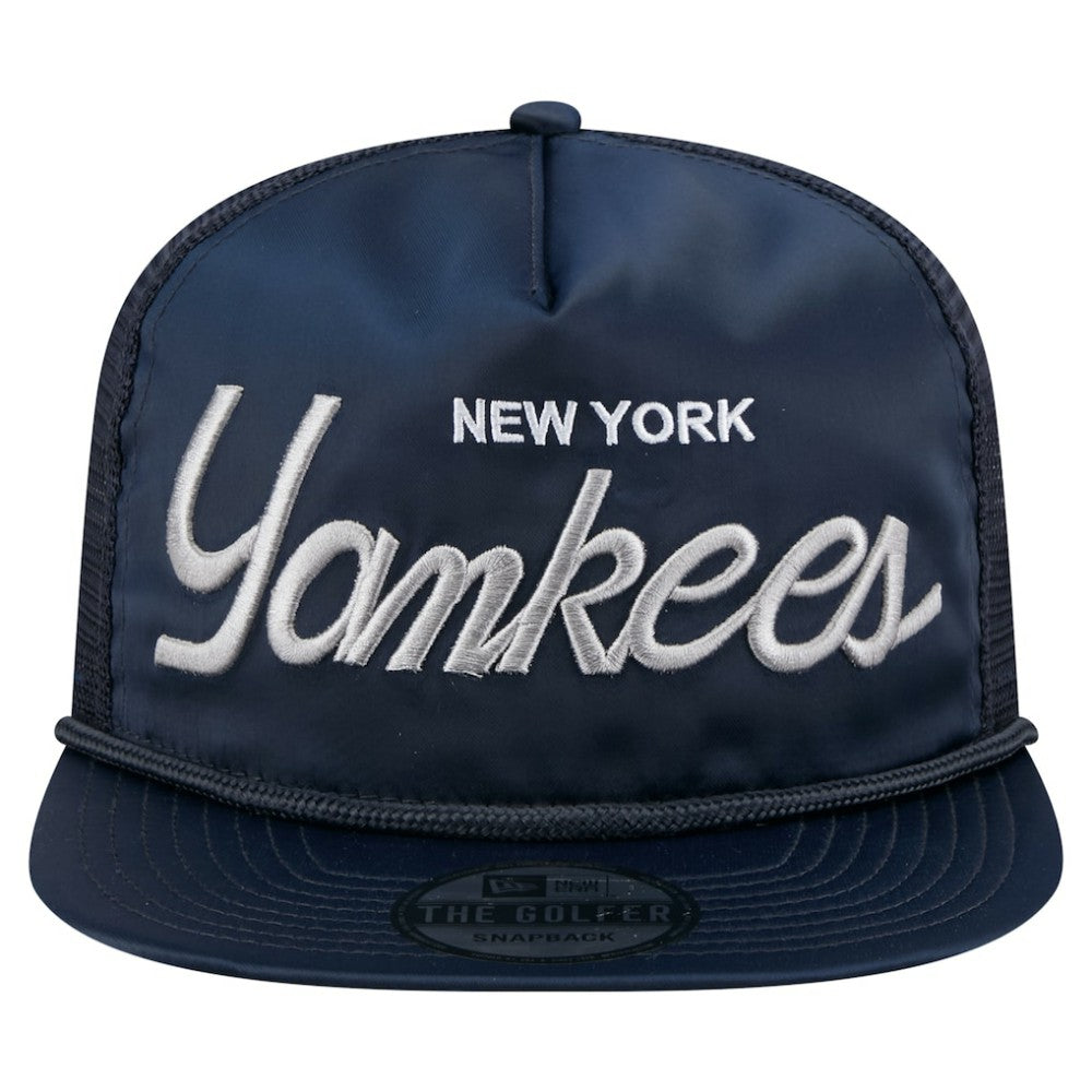 Navy New York Yankees New Era Retro Satin Script Golfer Adjustable Hat