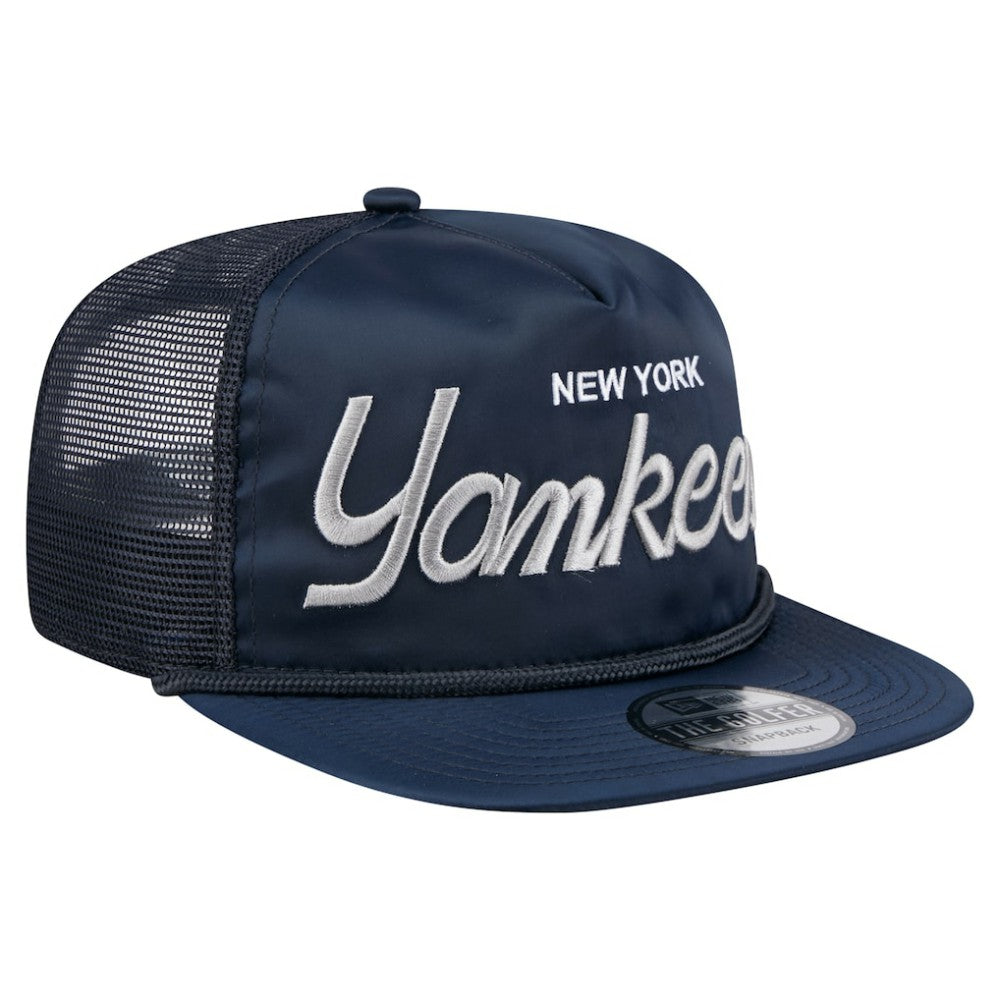Navy New York Yankees New Era Retro Satin Script Golfer Adjustable Hat