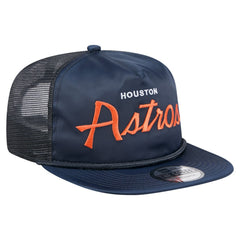 Navy Houston Astros New Era Retro Satin Script Golfer Adjustable Hat
