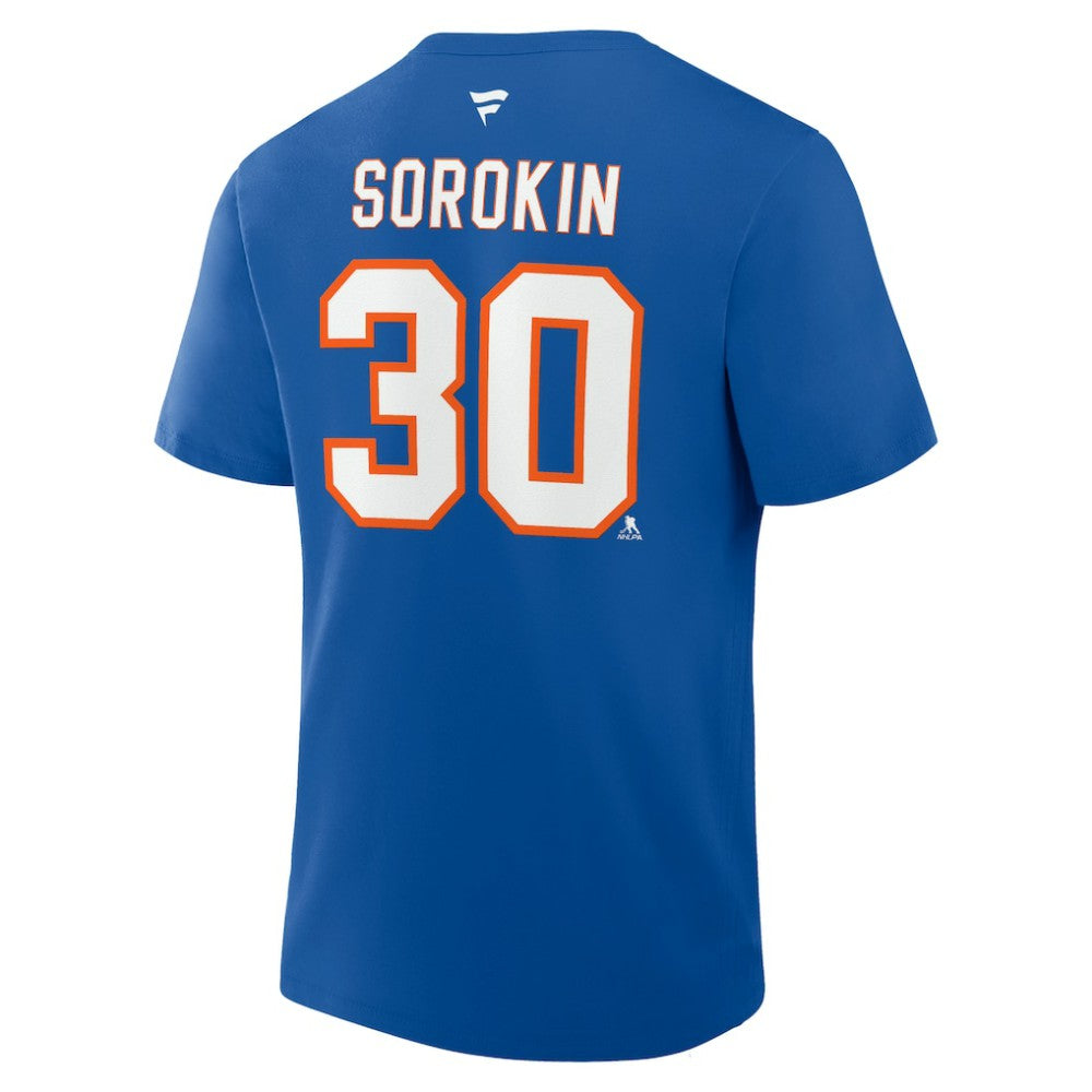 NHL Ilya Sorokin New York Islanders Fanatics Authentic Stack Name & Number T-Shirt