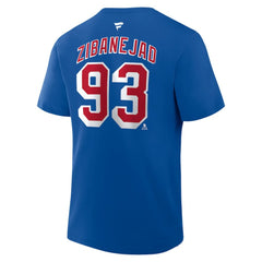 NHL Mika Zibanejad New York Rangers Fanatics Authentic Stack Name & Number T-Shirt