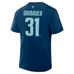 NHL Philipp Grubauer Seattle Kraken Fanatics Authentic Stack Name & Number T-Shirt